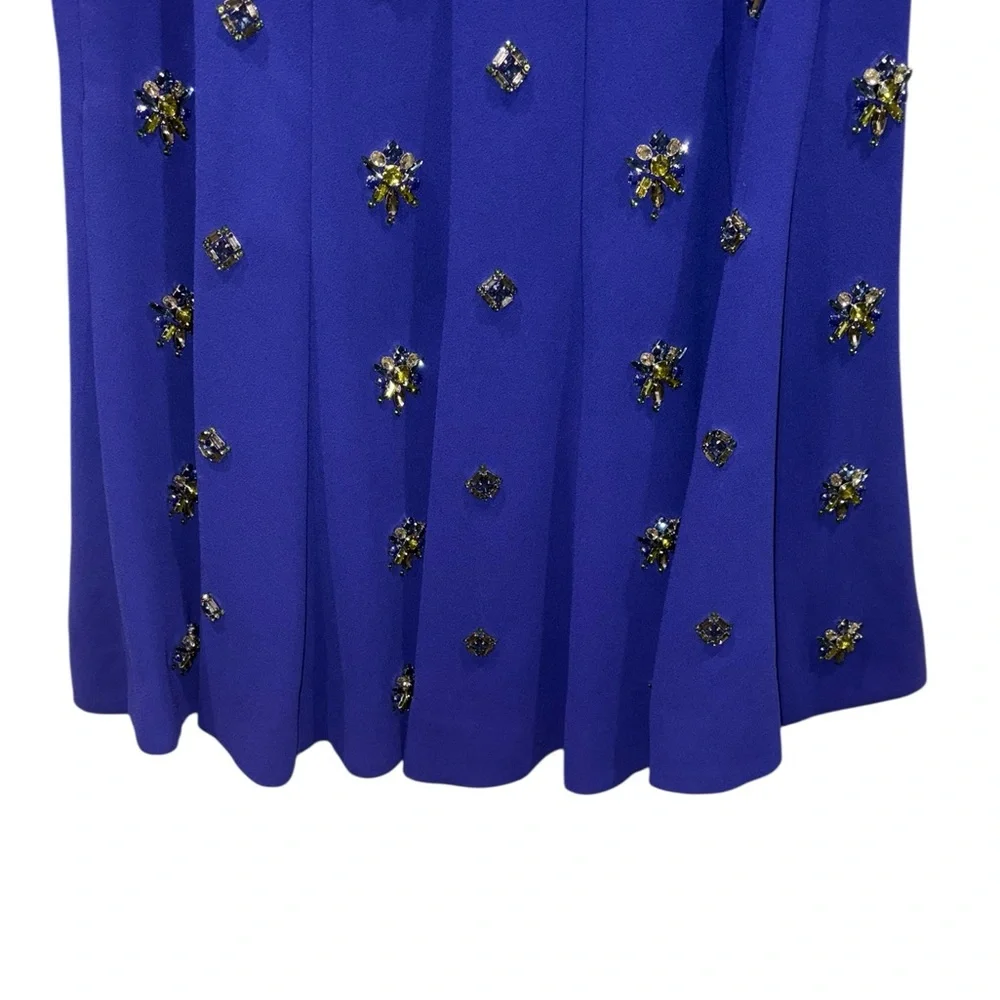 LN RARE J. Crew Collection Byzantine Purple Jeweled Cluster A-Line Skirt - 6